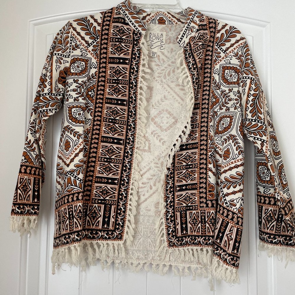 Billabong Patterned Tassel Chore Jacket Size M